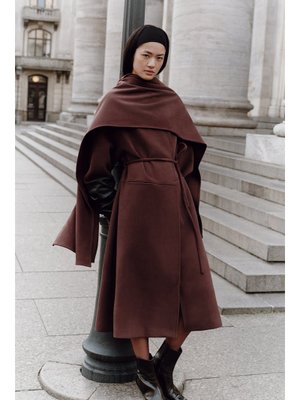 Mürdüm Soft Kaşe Atkılı Kaban