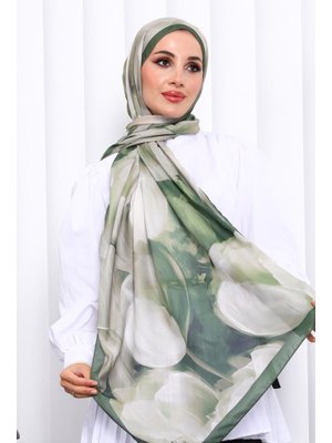 Yeşil Desenli Soft Dijital Şal