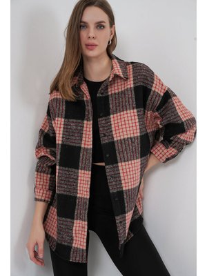 Ekose Desen Oversize Oduncu Gömlek A.pudra