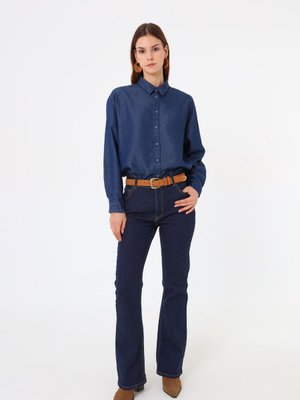 İndigo Denim Kumaşlı Basic Bluz/gömlek