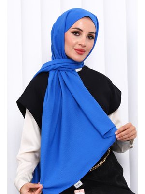 Saks Mavi Pamuklu Caz Şal