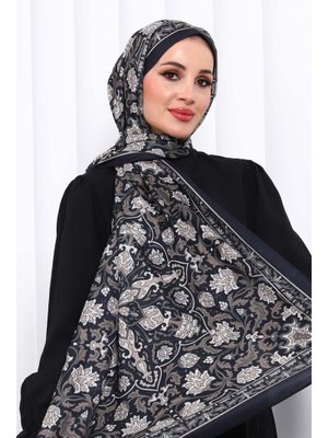 Siyah Desenli Soft Dijital Şal