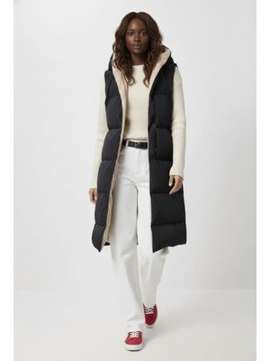 Siyah Yelek Kapüşonlu Cepli Çift Taraflı Krem