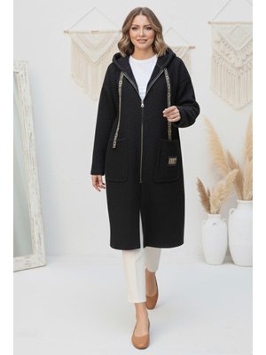 Siyah Fermuarlı Peluş Kap