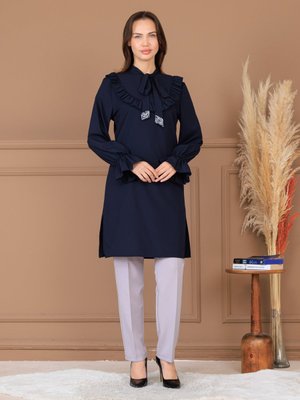 Lacivert Asel Tunik Pantolon İkili Takım