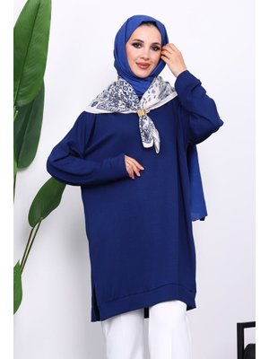 Lacivert Bisiklet Yaka Modal Tunik