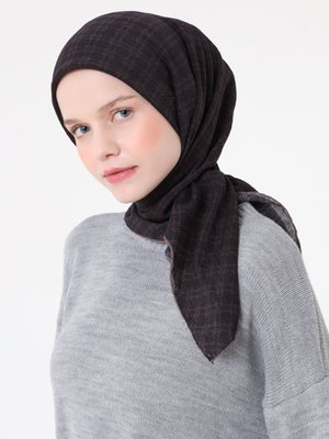 Vizon Fort Eşarp Kutu Desen Siyah