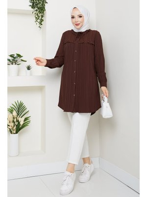 Yaka Detaylı Fırfırlı Robalı Gömlek