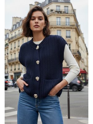 Lacivert Premium Triko Yelek