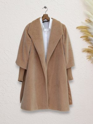 Taba Kolu Ribanalı Şal Yaka Astarlı Kaşe Kaban