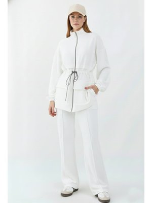 Beyaz Belden Büzgülü Scuba Takım