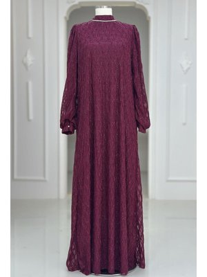 Bordo Ravza Abiye Elbise
