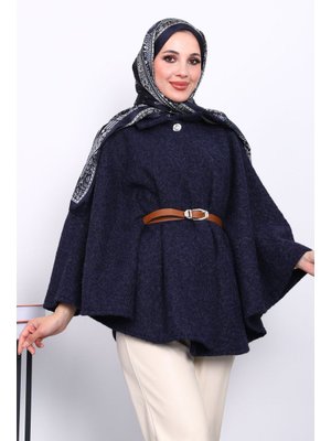 Lacivert Kemerli Kaşe Panço