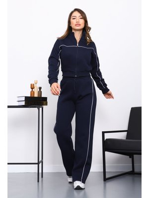 Lacivert Üç İplik Sweat Hırka Pantolonlu Takım
