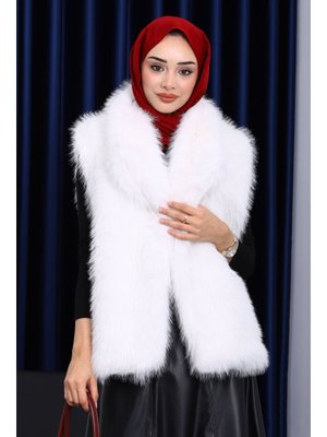 Ekru Astarlı Kürk Yelek