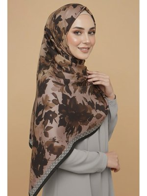 Kahve Midnight Bloom Serisi Pamuk Şal
