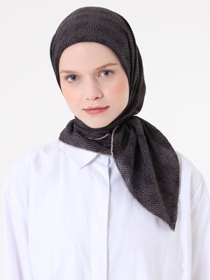 Vizon Fort Eşarp Halka Desen Siyah