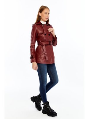 Bordo Deri Trençkot/ceket