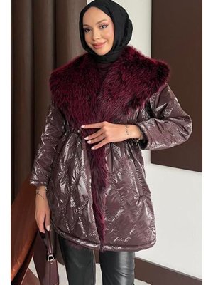 Mürdüm Kürk Yakalı Mont