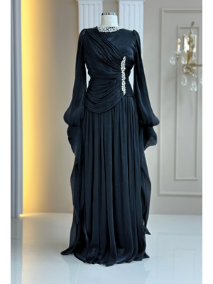 Siyah Bade Abiye Elbise