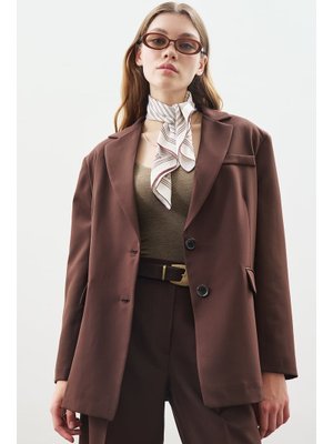 Acı Kahve Oversıze Kesim Blazer Ceket