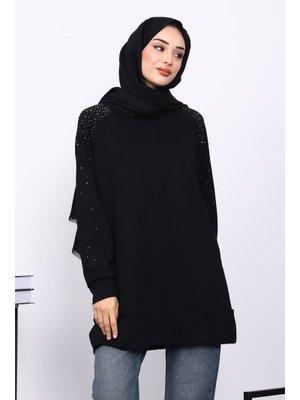 Siyah Taş Detaylı Modal Tunik