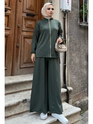 Zümrüt Yeşili Fermuarlı İkili Takım