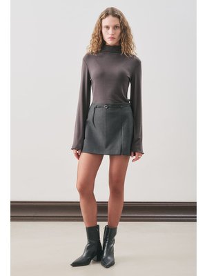Antrasit Kemer Detaylı Mini Etek