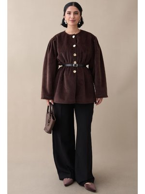 Beli Lastikli Astarlı Acı Kahve Kaban