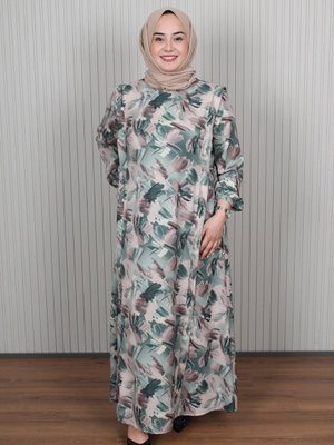 Yeşil Desenli Elbise