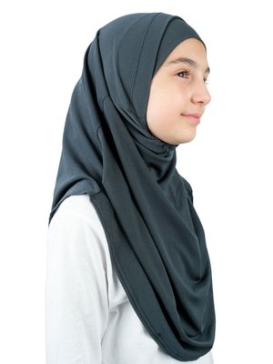 Pratik Hazır Geçmeli Boneli Çocuk Şal Antrasit