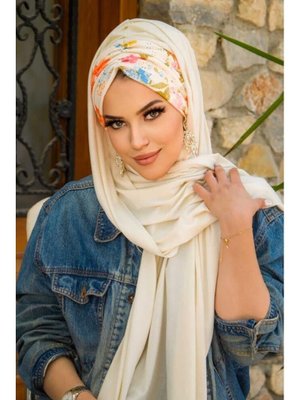 Kemik Çiçek Desenli Hazır Şal