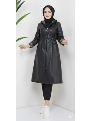 Şardon Astarlı Fermuarlı Deri Siyah Kap