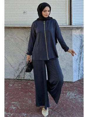 Lacivert Fermuarlı İkili Takım