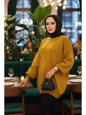 Yağ Yeşili Kazak Tunik 17201yy