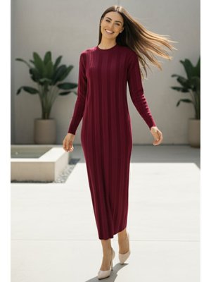 Bordo Triko Elbise