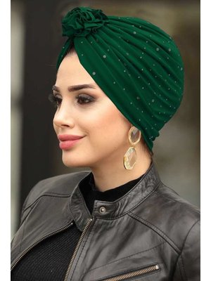 Kar Yağdı Yeşil Bone Şal 7527y