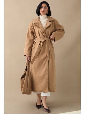 Astarlı Gizli Patlı Kuşaklı Camel Kaşe Kaban