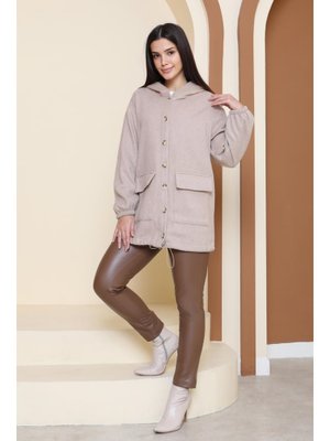 Bej Çift Cepli Bileği Lastikli Kaşe Mont