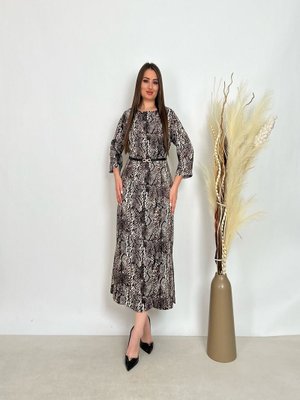 Siyah Büyük Beden Yandan Yırtmaçlı Kemerli Elbise