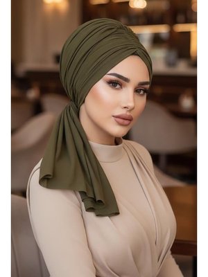 Haki Tokalı Abiye Bone Şal