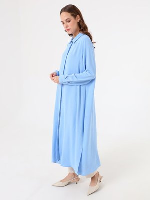 Mavi Gömlek Yaka Uzun Tunik