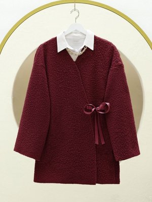 Bordo Yandan Bağlamalı Buklet Kimono