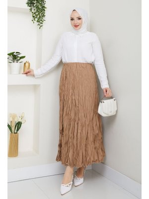 Beli Lastikli Kırışık Etek