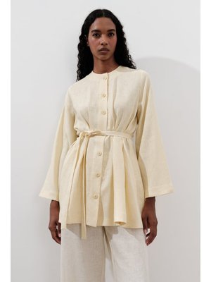 Sarı Keten Pensli Tunik