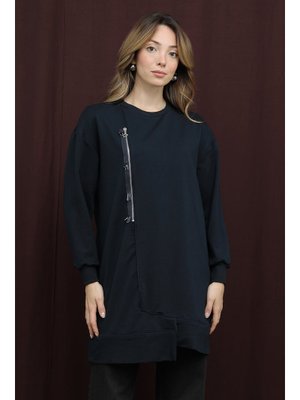 10735tun İşlemeli Ve Fermuarlı Tunik