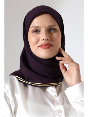 Mürdüm Biyeli Bürümcük Düz Şifon Eşarp