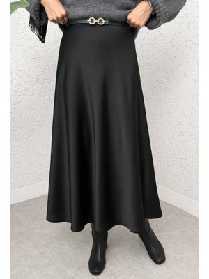 Siyah A Kesim Saten Etek