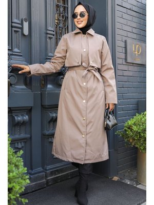 Düğmeli Vizon Trençkot 62131v