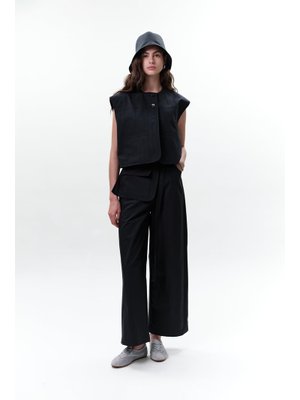 Lacivert Cep Detaylı Kısa Yelek